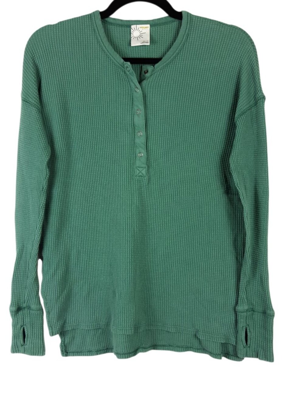 OFFLINE by Aerie Green Waffle Kit Thermal Long Sleeve Henley Top Size XSmall